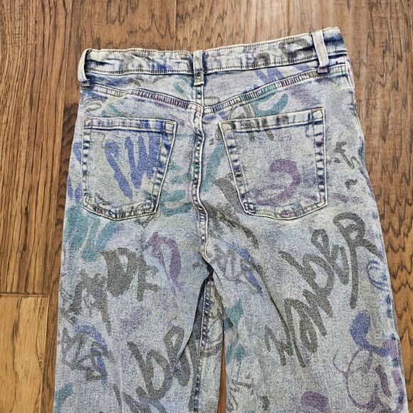 Target Wild Fable Womens Jeans Super High Rise Straight Size 6 Graffiti Print - Picture 7 of 8